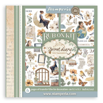 STAMPERIA SECRET DIARY RUB ON KIT DFLRBX09