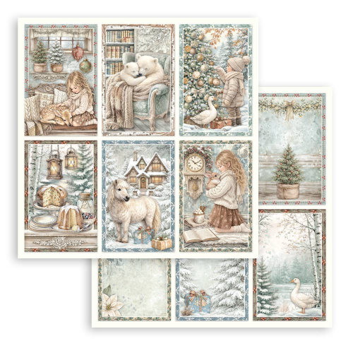 STAMPERIA WHITE CHRISTMAS ДИЗАЙНЕРСКИ КАРТОН 6 CARDS 30,5/30,5 СМ - SBB1158