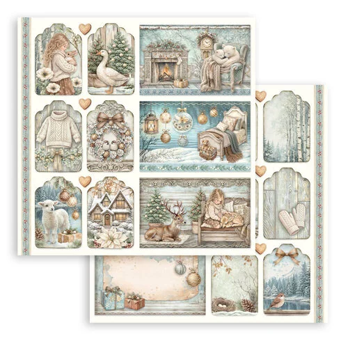 STAMPERIA WHITE CHRISTMAS ДИЗАЙНЕРСКИ КАРТОН MIXED AND TAGS CARDS 30,5/30,5 СМ - SBB1159