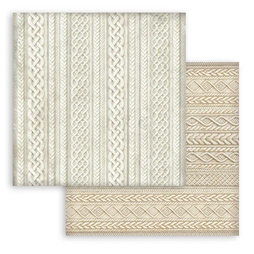 STAMPERIA WHITE CHRISTMAS DESIGNER CARD KNITTED PATTERNS 30.5/30.5 CM - SBB1161