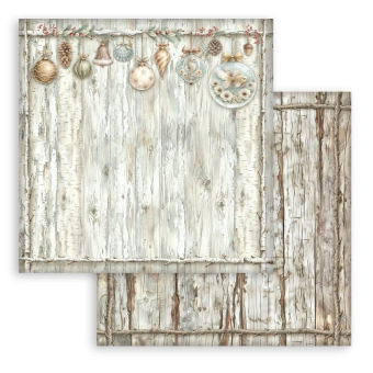 STAMPERIA WHITE CHRISTMAS DESIGNER CARDSTOCK WOODEN PATTERNS 30.5/30.5 CM - SBB1162