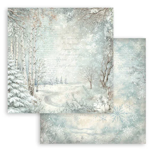 STAMPERIA WHITE CHRISTMAS DESIGNER CARD SNOWY WOODS 30.5/30.5 CM - SBB1163