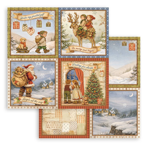 STAMPERIA SILENT NIGHT DESIGNER CARDSTOCK 4 CARDS 30.5/30.5 CM - SBB1168