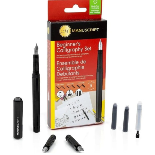MANUSCRIPT CALLIGRAPHY SET BEGINNER'S WITH 3 PENS MC 1236