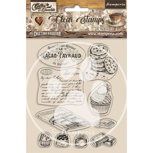 STAMPERIA COFFEE AND CHOCOLATE CLEAR STAMPS 14/18CM WTK186