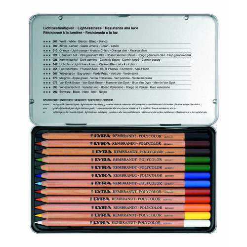LYRA REMBRANDT POLYCOLOR COLORED PENCILS SET 12 COLORS