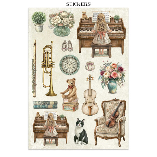 STAMPERIA SYMPHONY JUNK JOURNAL 8 КАРТИЧКИ 4 СТИКЕРА И 4 ИЗРЕЗКИ - SBJK24