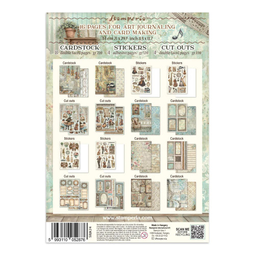 STAMPERIA SYMPHONY JUNK JOURNAL 8 КАРТИЧКИ 4 СТИКЕРА И 4 ИЗРЕЗКИ - SBJK24