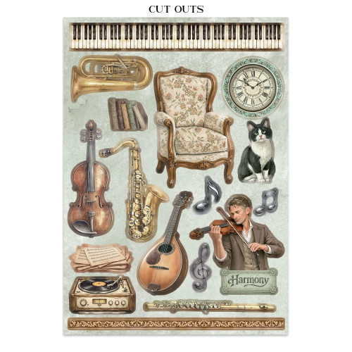 STAMPERIA SYMPHONY JUNK JOURNAL 8 КАРТИЧКИ 4 СТИКЕРА И 4 ИЗРЕЗКИ - SBJK24