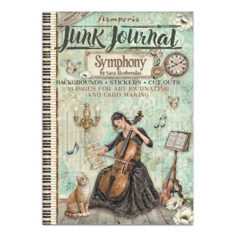 STAMPERIA SYMPHONY JUNK JOURNAL 8 CARDS 4 STICKERS AND 4 CUTOUTS - SBJK24
