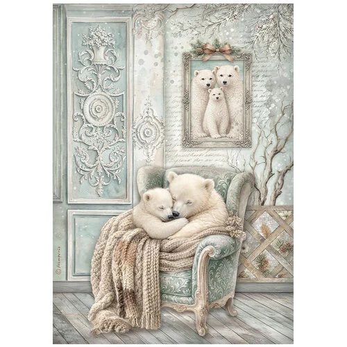 STAMPERIA WHITE CHRISTMAS DECOUPAGE RICE PAPER A4 - DFSA41143