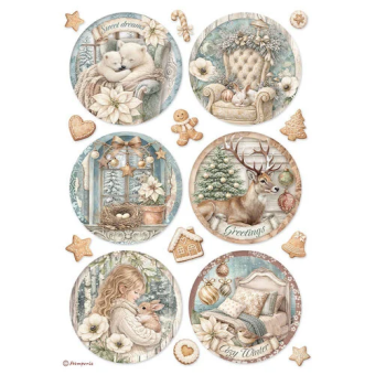 STAMPERIA WHITE CHRISTMAS ДЕКУПАЖНА ОРИЗ ХАРТИЯ А4 - DFSA41144