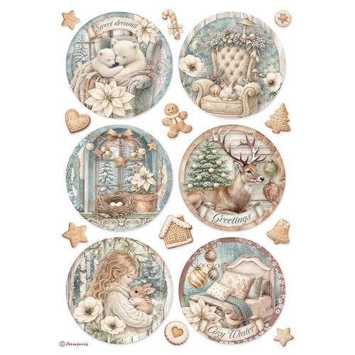 STAMPERIA WHITE CHRISTMAS ДЕКУПАЖНА ОРИЗ ХАРТИЯ А4 - DFSA41144