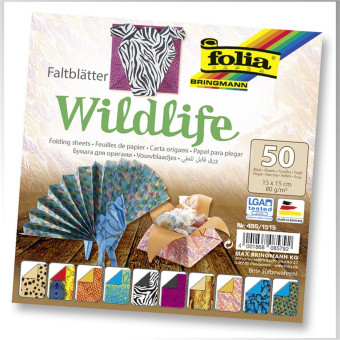 FOLIA ORIGAMI PAPER WILDLIFE 15/15 CM 80 G 50 SHEETS