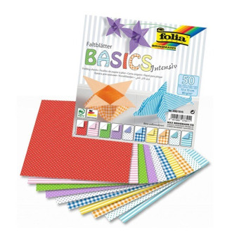 FOLIA ХАРТИЯ ЗА ОРИГАМИ BASICS 15/15 СМ 80 ГР 50 ЛИСТА