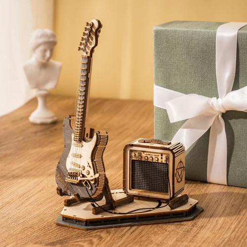 ROBOTIME 3D ДЪРВЕН ПЪЗЕЛ ELECTRIC GUITAR 140 ЧАСТИ TG605K
