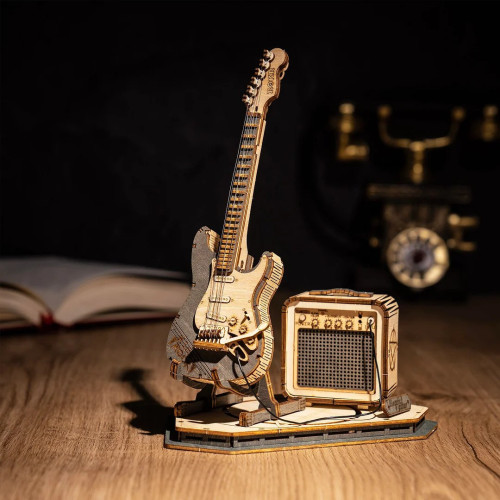 ROBOTIME 3D ДЪРВЕН ПЪЗЕЛ ELECTRIC GUITAR 140 ЧАСТИ TG605K