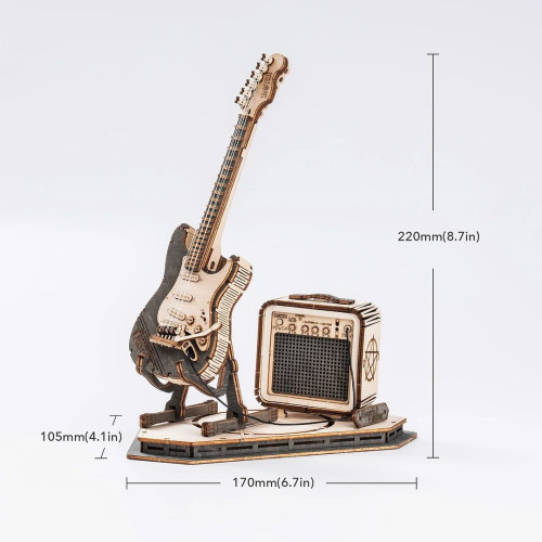 ROBOTIME 3D ДЪРВЕН ПЪЗЕЛ ELECTRIC GUITAR 140 ЧАСТИ TG605K