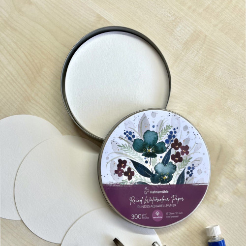 HAHNEMÜHLE ROUND WATERCOLOR PAPER 300 GSM, 13 CM, 30 SHEETS