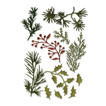 SIZZIX THINLITS ЩАНЦИ ЗА ИЗРЯЗВАНЕ - HOLIDAYS GREENS, MINI