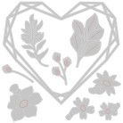 SIZZIX THINLITS DIES FOR CUTTING - FLORAL GEO HEARTH FRAME