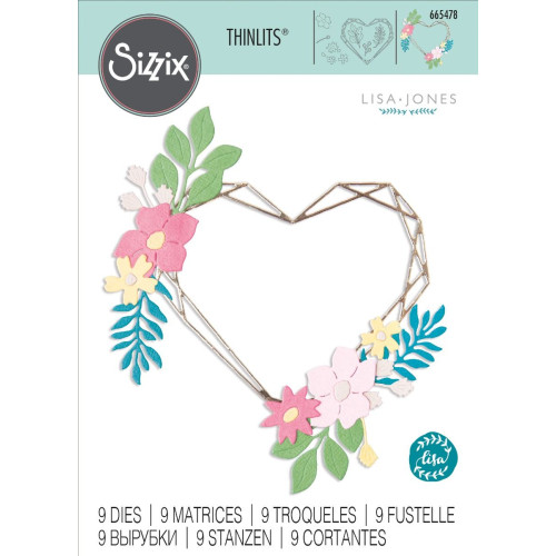 SIZZIX THINLITS DIES FOR CUTTING - FLORAL GEO HEARTH FRAME