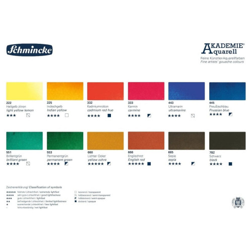 SCHMINCKE AKADEMIE АКВАРЕЛНИ МЕТАЛНА КУТИЯ, 12 X HALF PAN