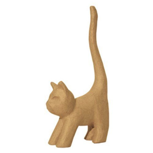 DECOPATCH CAT WITH CURLY TAIL MADE OF PAPER MACHE - AP129O