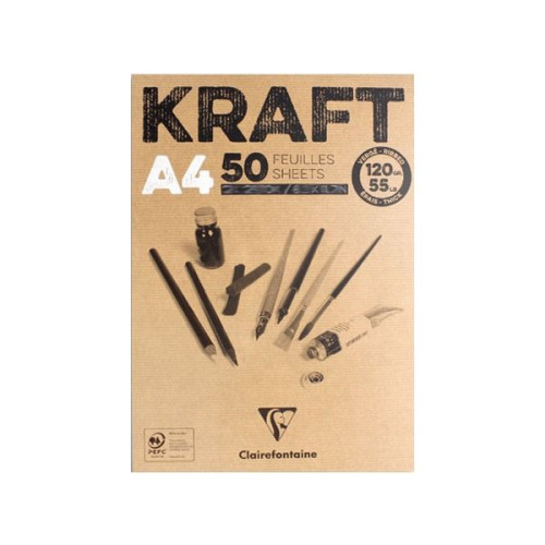 CLAIREFONTAINE BLOCK WITH CRAFT PAPER 21/29.7, 50 SHEETS 120 GSM.