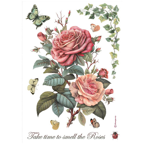 STAMPERIA BIG ROSE DECOUPAGE RICE PAPER A4 - DFSA41002