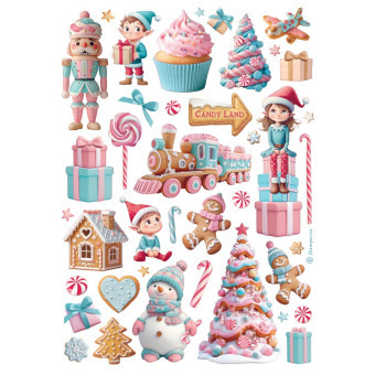 STAMPERIA CANDY CHRISTMAS ДЕКУПАЖНА ХАРТИЯ А4 - DFSA41050