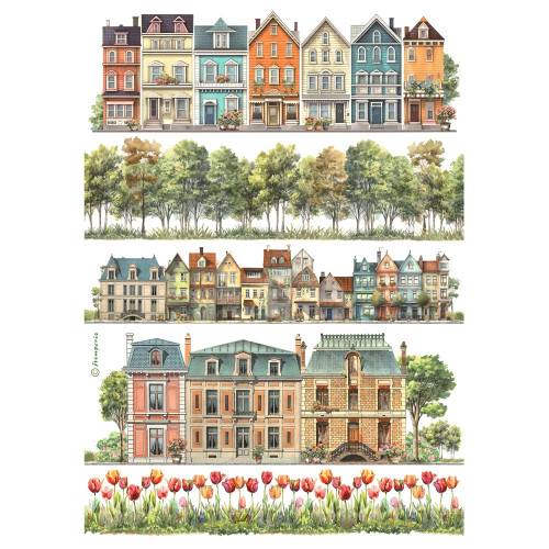 STAMPERIA HOUSES DECOUPAGE RICE PAPER A4-DFSA4989