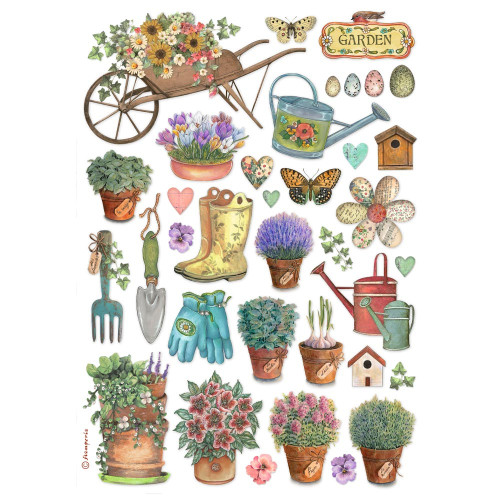 STAMPERIA GARDEN TOOLS DECOUPAGE RICE PAPER A4-DFSA4991