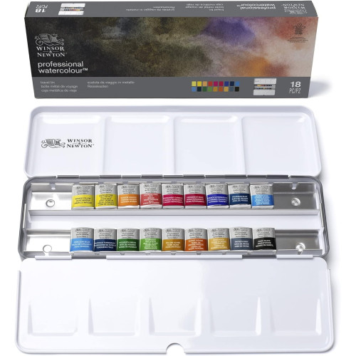 W&N АКВАРЕЛНА БОЯ PROFESSIONAL TRAVEL TIN 18 ЦВ