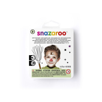 SNAZAROO FACE PAINT 3X3.75 G. + BRUSH AND SPONGE - SNOWMAN
