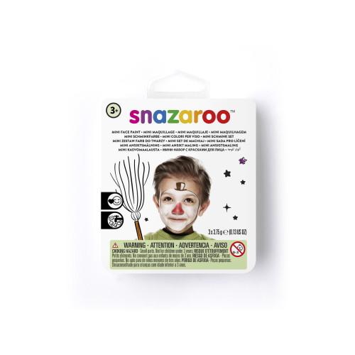 SNAZAROO FACE PAINT 3X3.75 G. + BRUSH AND SPONGE - SNOWMAN