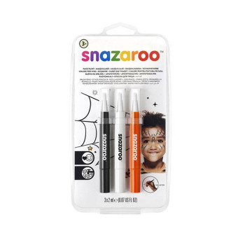 SNAZAROO FACE PAINT BRUSH SET 3X2 ML. - HALLOWEEN