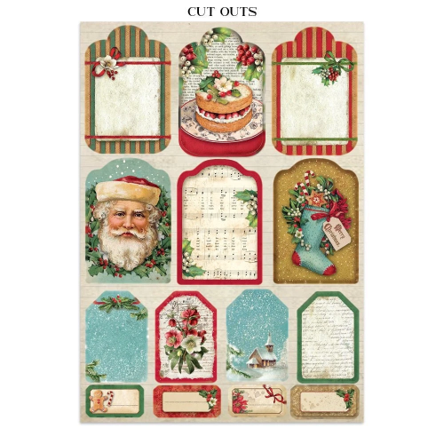 STAMPERIA CLASSIC CHRISTMAS JUNK JOURNAL 8 CARDS 4 STICKERS AND 4 CUTOUTS - SBJK23