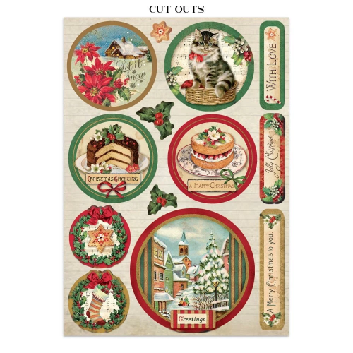 STAMPERIA CLASSIC CHRISTMAS JUNK JOURNAL 8 CARDS 4 STICKERS AND 4 CUTOUTS - SBJK23