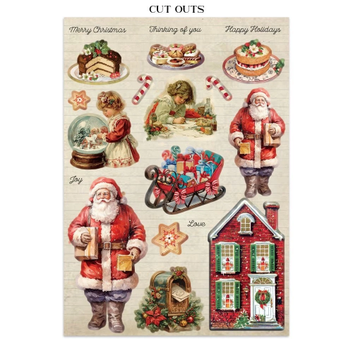 STAMPERIA CLASSIC CHRISTMAS JUNK JOURNAL 8 CARDS 4 STICKERS AND 4 CUTOUTS - SBJK23