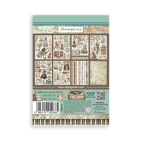 STAMPERIA SYMPHONY WASHI PAD 8 ЛИСТА A5 - SBW34