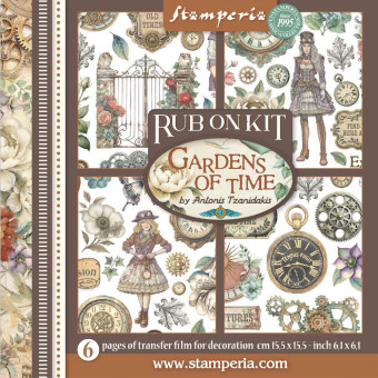 STAMPERIA GARDENS OF TIME RUB ON KIT DFLRBX11