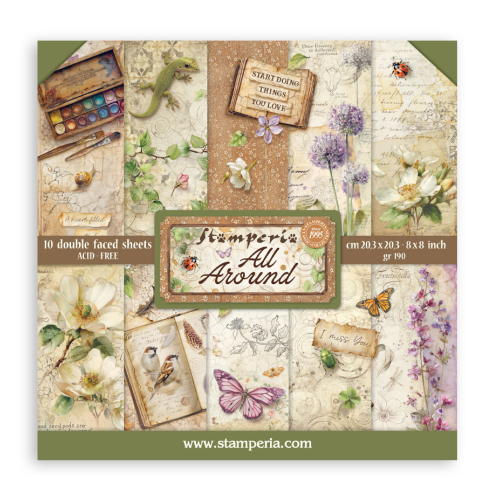 STAMPERIA ALL AROUND DECOUPAGE PAPER BLOCK 20.3/20.3 CM - SBBS143