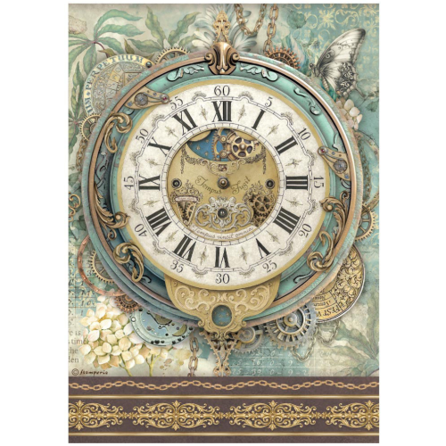 STAMPERIA GARDENS OF TIME ДЕКУПАЖНА ОРИЗОВА ХАРТИЯ А4 BIG CLOCK - DFSA41114