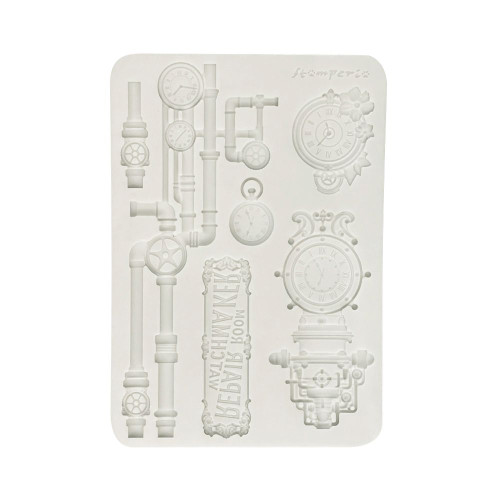 STAMPERIA GARDENS OF TIME SILICONE MOLD A5 FOR ART AND CRAFT CLOCKS AND TUBES KACMA608