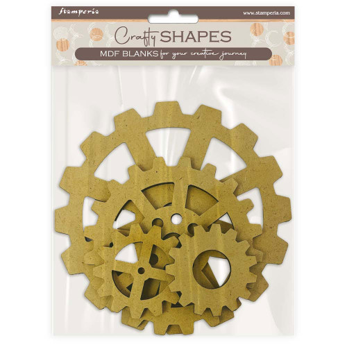 STAMPERIA CRAFTY SHAPES FOR ART AND CRAFT GARDENS OF TIME MDF ELEMENTS TIME GEARS - KLSM83