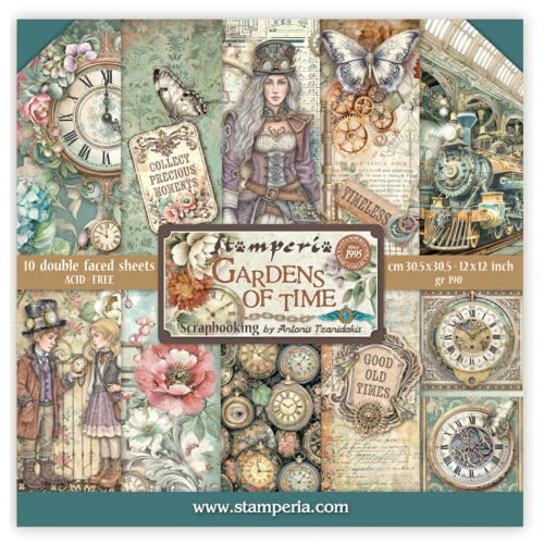 STAMPERIA GARDENS OF TIME ДИЗАЙНЕРСКО БЛОКЧЕ 30,5/30,5 СМ - SBBL185