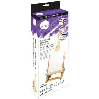DALER ROWNEY SKETCHING SET WITH EASEL 63 PIECES