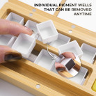 FUUMUUI Wooden Empty Watercolor Box (24 Colors) with Brush