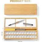 FUUMUUI Wooden Empty Watercolor Box (24 Colors) with Brush